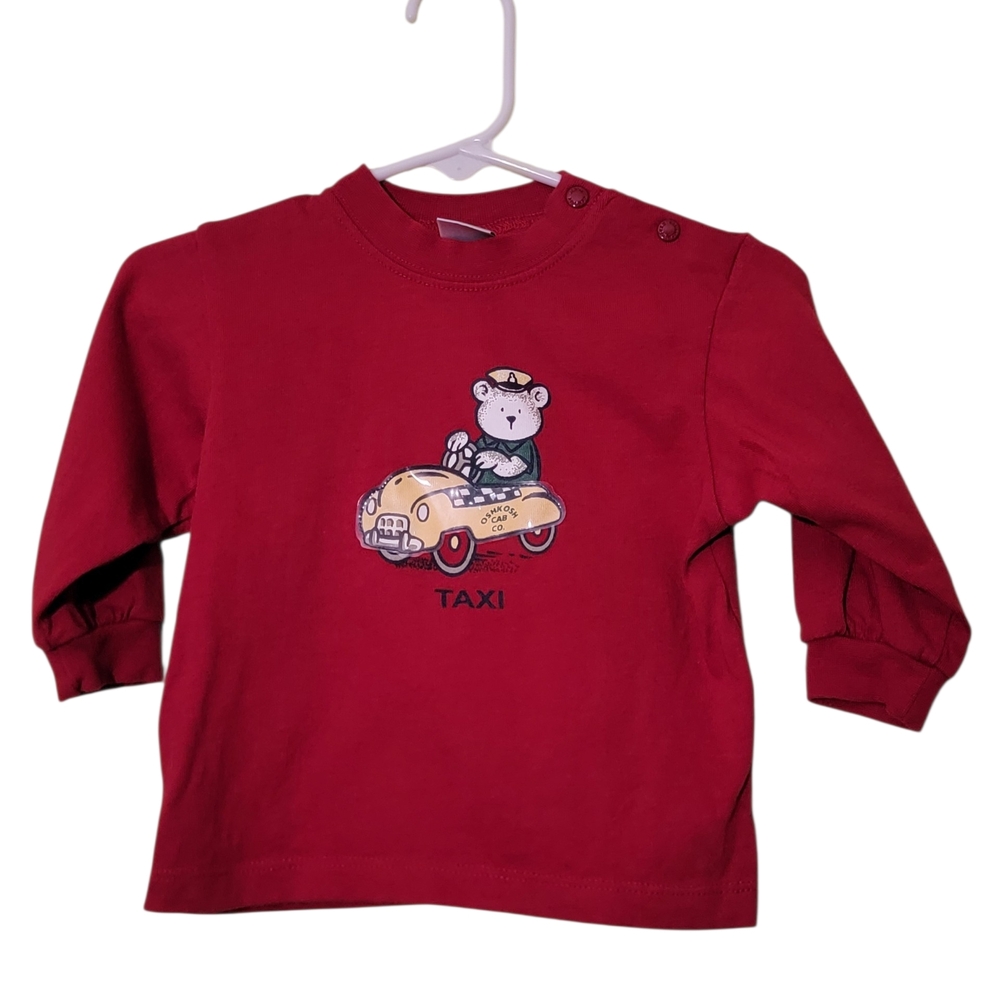 OshKosh B'gosh Red Long-Sleeve Tee with Taxi Bear Graphic